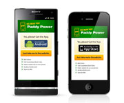 web site development - Paddy Power mobile web page